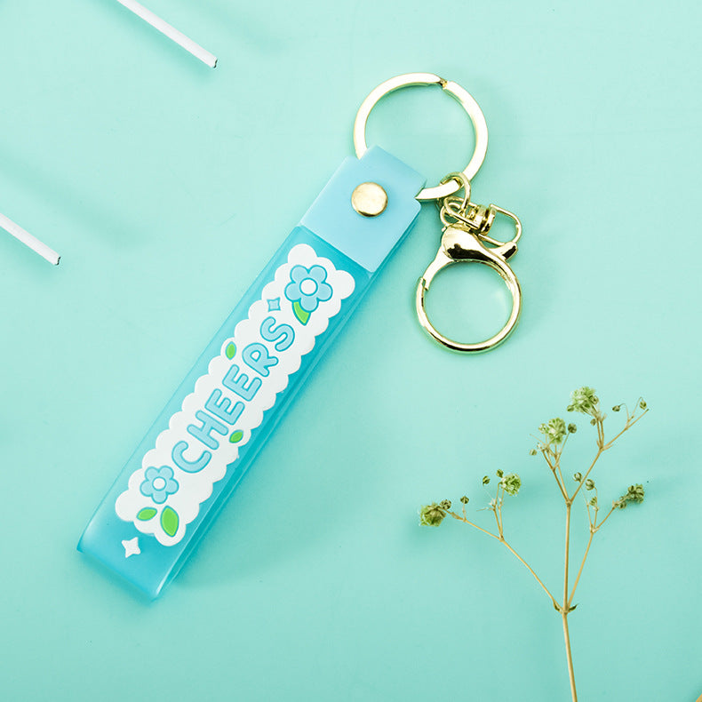 Wholesale Transparent Flower Jelly Color PVC Soft Rubber Lanyard Keychains